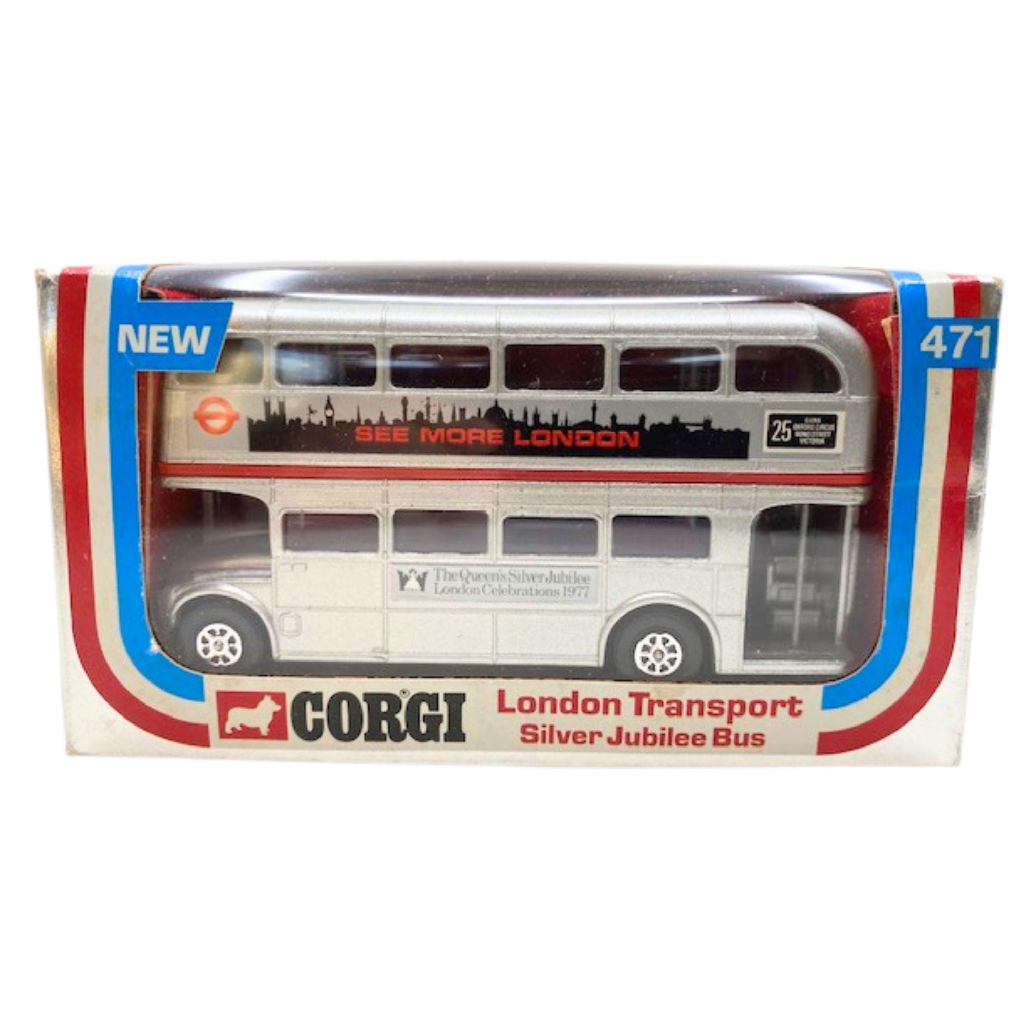 1970s Vintage Corgi 471 London Transport Silver Jubilee Bus. Toy