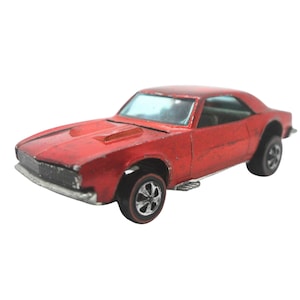 1960&#39;s [1968] Vintage Hot Wheels 6208 Redline Custom Camaro, Orange. Toy Collectible. Made in Hong Kong.