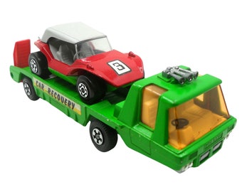 1970s Vintage Matchbox Superkings K2-4 Car Recovery Vehicle with K-37 Beach Buggy. Toy Collectible. Made in England.