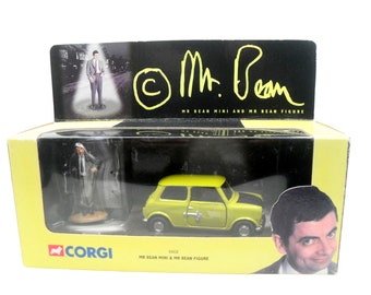 2000s Vintage Corgi 04438 Mr Bean Mini and Mr Bean Figure. Toy Collectible. Made in China