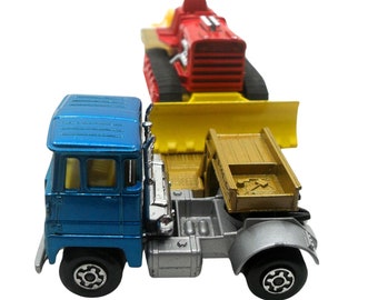 1970s Vintage Matchbox Superkings K-23 Low Loader with Bulldozer. Toy Collectible. Made in England