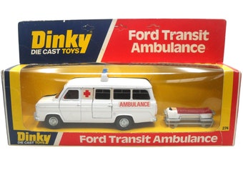 1970s Vintage Dinky 275 Ford Transit Ambulance. Toy Collectible. Made in England