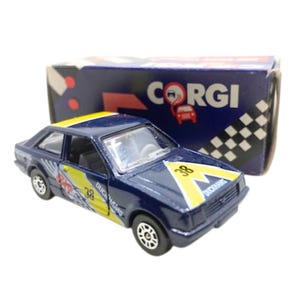 1980s Vintage Corgi Juniors Ford Escort Mk III Duckhams QXR Racing Car. Toy Collectible. Made in England