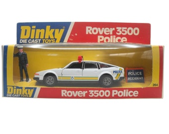 1970s Vintage Dinky 264 Rover 3500 Police Car. Toy Collectible. Made in England