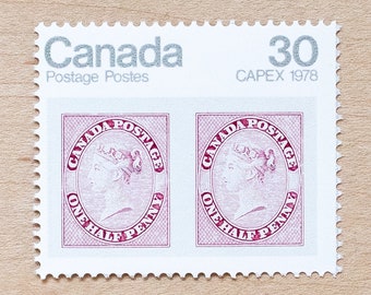 4 Red Gray Postage Stamps, Capex 1978 Queen Victoria, Canada Wedding Calligraphy Envelopes, Canadian Unused, Neutral Colours, Grey