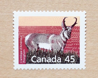 2 Pronghorn Postage Stamps, Canada, Wedding Calligraphy Envelopes, Canadian Wildlife Animals, Mammals, Prairie Antelope, Deer, Buck