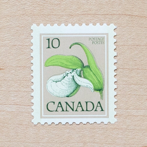 4 Wildflower Orchid Canada postzegels, botanisch, bloem, bruiloft kalligrafie, neutraal, Canadees, Lady's Slipper Orchideeën, woc f1