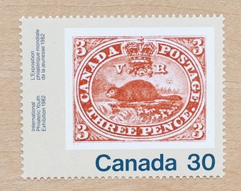 4 Beaver Vintage Postage Stamps Canadian, Wedding Calligraphy Envelopes, Trees and Forests, Beige and Orange, Animals