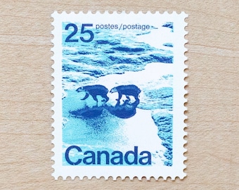 4 Polar Bear Postage Stamps, Canadian North, Wildlife, Wedding Calligraphy, Polar Bears, Icebergs, Oceans, Blue, Arctic