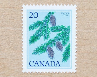 4 Douglas Fir Postage Stamps, Trees of Canada, Botanical, Calligraphy Wedding, Pine Leaves, Canadian, Winter, Pacific West Coast, Leaf toc