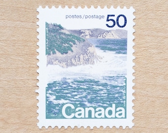 2 Seashore Postage Stamps, Canada, Wedding Calligraphy, Canadian, Muted Tones, Neutral Colour, West, East Coast, Ocean, Beige, Beach