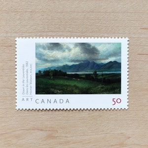 4 peintures de paysages Art Timbres-poste du Canada, calligraphie de mariage, lettres, Homer Watson, campagne, arbres, montagnes
