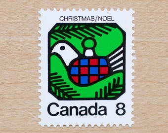 8 Dove Ornament Postage Stamps, Canada, Christmas, Snow, Pine Tree, Canadian, Winter, Holiday, Noel, Ornaments