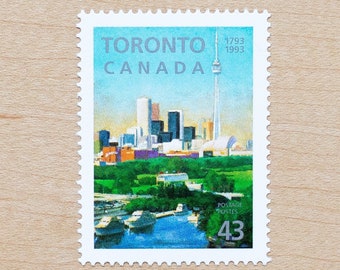 4 Toronto Postage Stamps, Canada, Wedding Calligraphy Envelopes, Canadian, Ontario, CN Tower, City, Landscape, Architecture