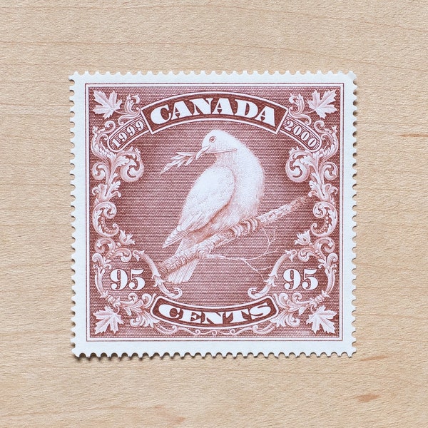 1 Dove Vintage Postage Stamp, Canada, Wedding Calligraphy Envelopes, Canadian Cream, Earth, Beige, Neutral Colour, Bird