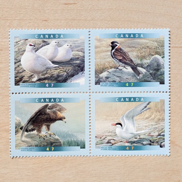 Birds of Canada Postage Stamps, Wedding Calligraphy, Canadian, Arctic Tern, Eagle, Beige, Bird, Neutral Colour