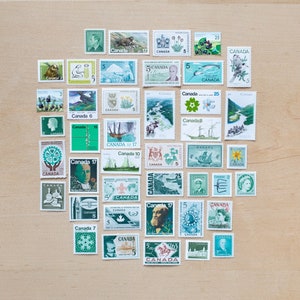 42 sellos postales de color verde, canadienses, sin usar, sobres de caligrafía para bodas, envío postal, papelería, lote de colores