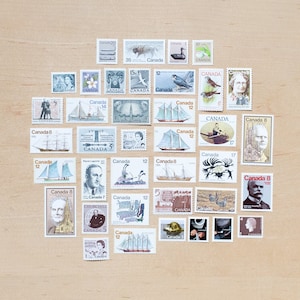 Lote de 38 sellos postales en blanco y negro, beige, canadienses, en colores neutros para bodas, sobres con caligrafía estilizada, papelería Flaylay