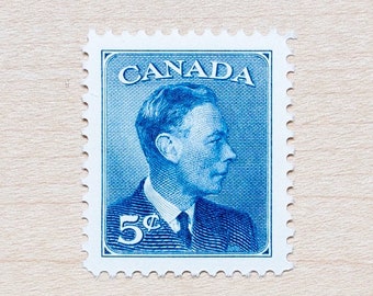 8 King George VI Canada Postage Stamps, Blue, Vintage, Wedding Calligraphy, Queen Elizabeth, British Royal Family