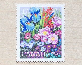 4 Garden Flowers Postage Stamps, Canada, Wedding Calligraphy, Canadian, Botanical Flower Gardens, Montreal, Quebec, Purple