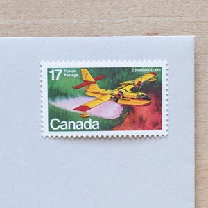 4 sellos postales de avión con motivo de incendio forestal, Canadá vintage, sobres de caligrafía para bodas, escritura de cartas, Canadá sin usar, aviones, incendios forestales