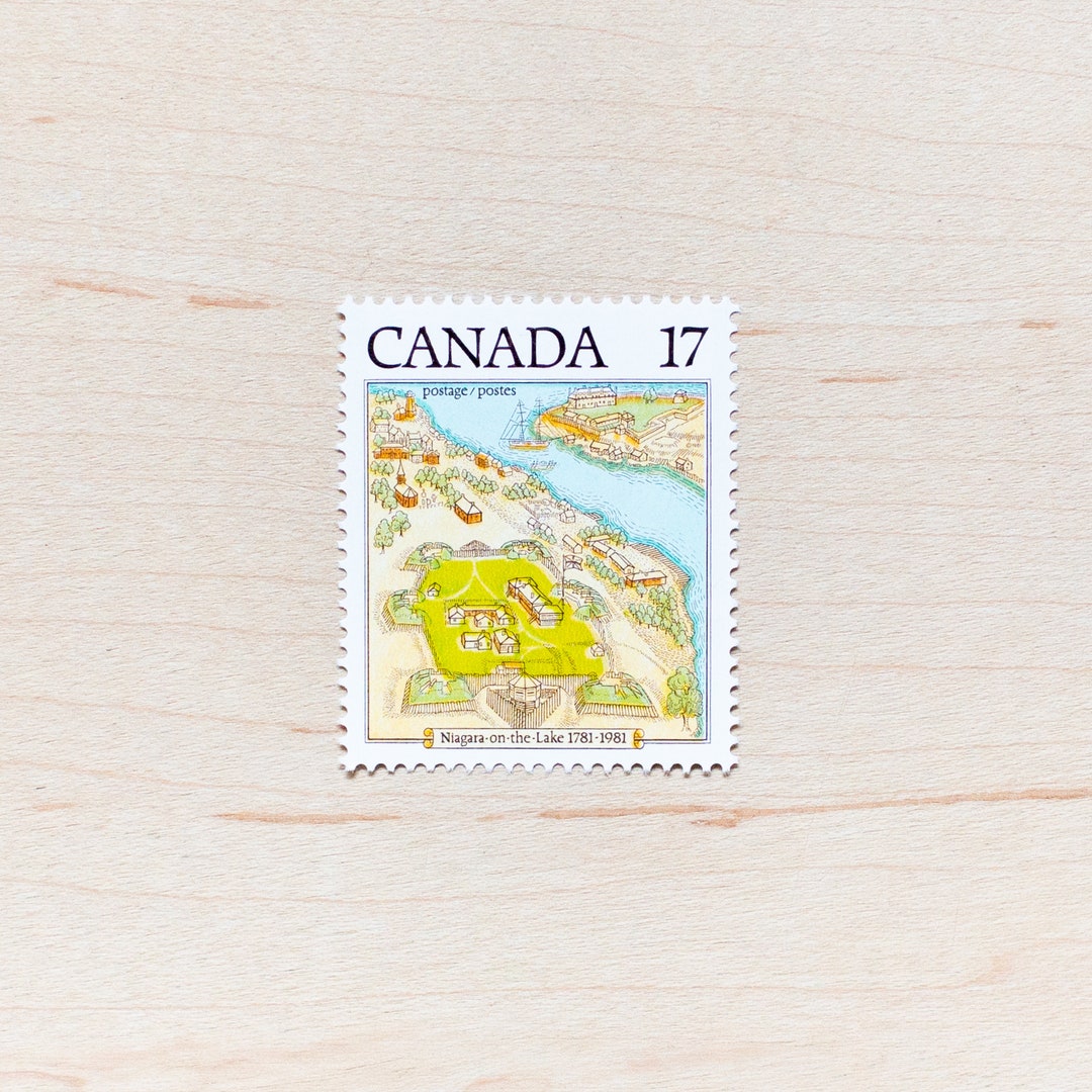 4 Map Postage Stamps, Vintage Canada, Niagara on the Lake, Ontario