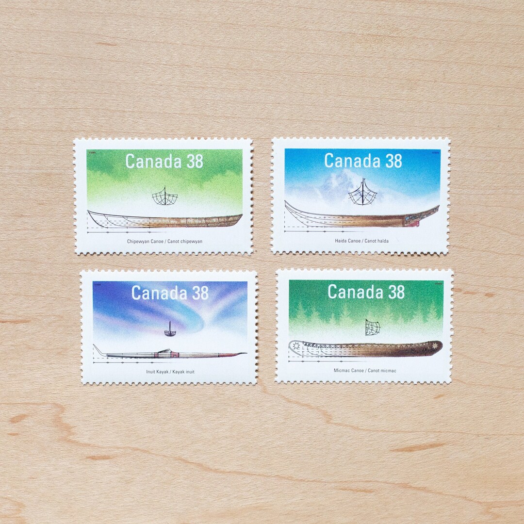Canoe and Kayak Vintage Postage Stamps Canada Wedding Etsy