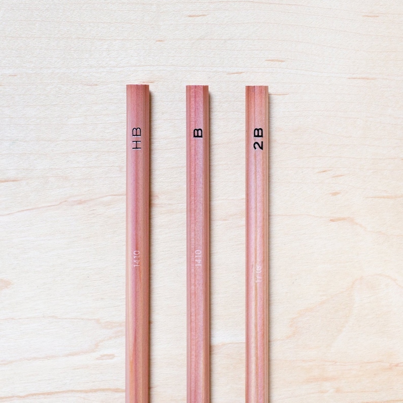 Japanese 3 x Kitaboshi Pencil Set: HB Japan Pencils B Cedar Wood with a Natural Finish Minimal Design Gifts for Architects 2B