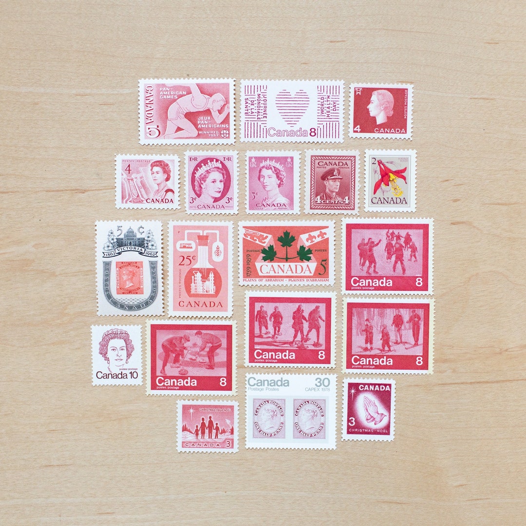 19 Red Postage Stamps Canada Vintage Color Lot Unused Etsy