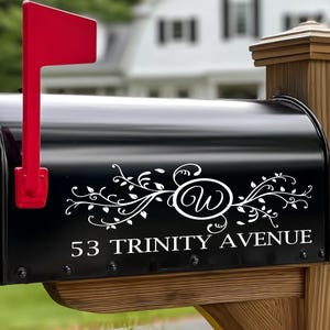 Personalized Mailbox Decals, Floral Design, Mailbox Lettering For Outdoor Use