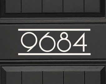 Modern Front Door Vinyl Decal, Custom House Number or Name