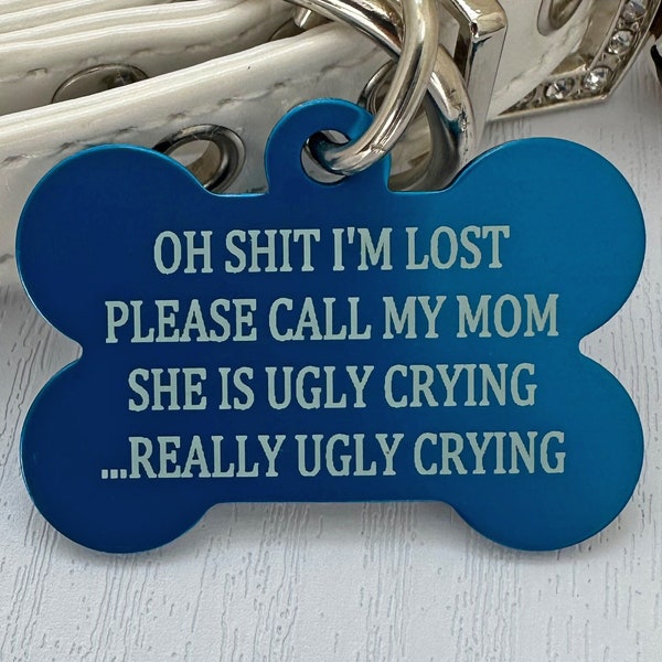 Custom Engraved Dog ID Tag - Funny 'Lost Pet' Quote, Personalized Name & Phone, Durable Metal, 7 Colors, Secure Ring