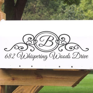Monogram Mailbox Decal, Custom Initial & Address, Standard or Jumbo, Outdoor Vinyl