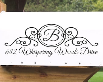 Monogram Mailbox Decal, Custom Initial & Address, Standard or Jumbo, Outdoor Vinyl