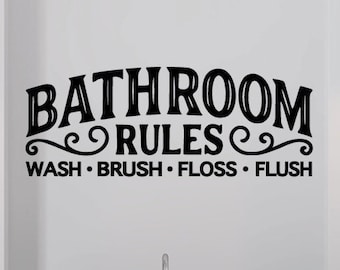 Bathroom Rules Wall Decal | Bathroom Rules Decorations | Bathroom Rules Decal | Bathroom Decal Art | Bathroom Art | Bathroom Decal Stickers