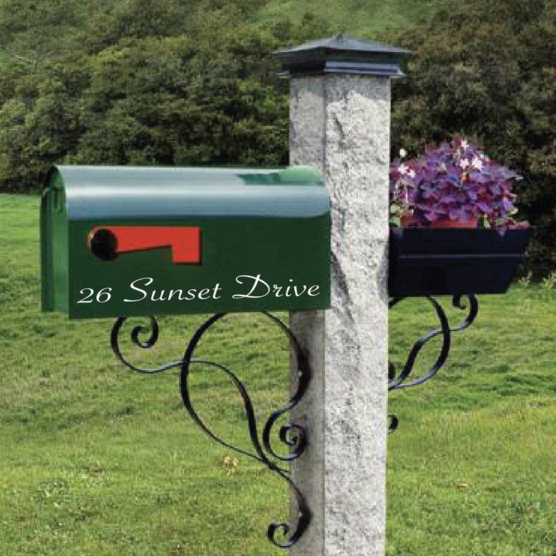 Personalized Mailbox Decal The Jazmin 23 colors to choose from!! Mailbox swag Mailbox Numbers Mailbox Lettering