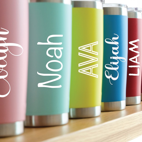 Personalized Vinyl Name Decal for Tumblers -  Custom Drinkware Sticker, Choose Your Font & Color