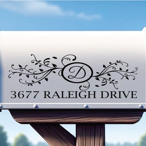 Personalized Mailbox Decals, Floral Design, Mailbox Lettering For Outdoor Use