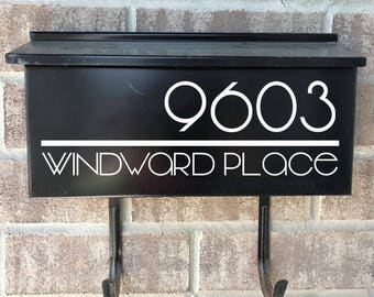 Personalized Mailbox Decal: Modern Address Numbers, Wall Mount, 23 Colors