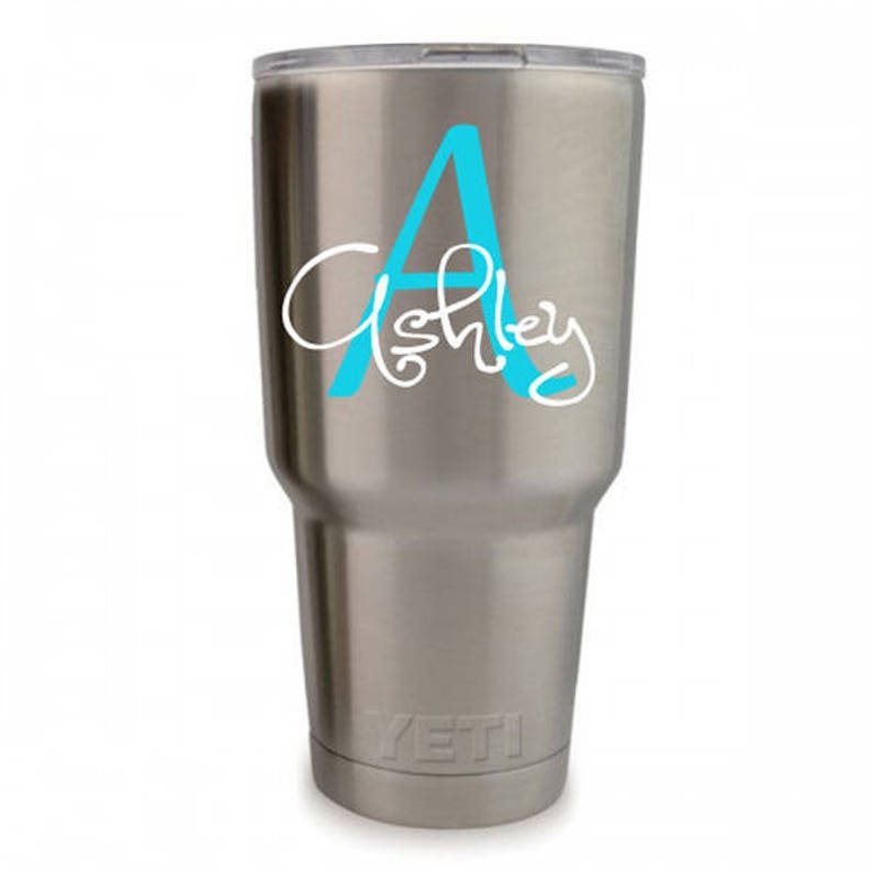 Yeti Decal Monogram Yeti Sticker Tumbler Decal Name Sticker Etsy