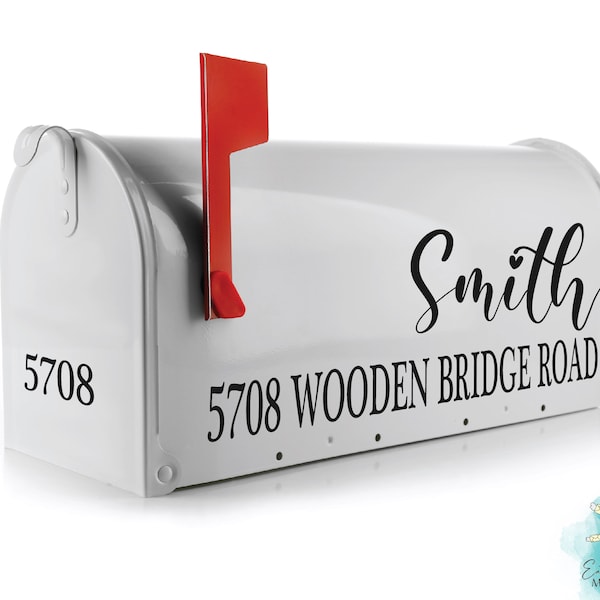 Personalized Script Name and Address Mailbox Decal - Curb Appeal Upgrade Personalize Your Home - Reflective Mailbox Decal