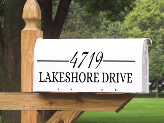 Mailbox Address Decal, Custom Vinyl Numbers & Street Name, Standard or Jumbo