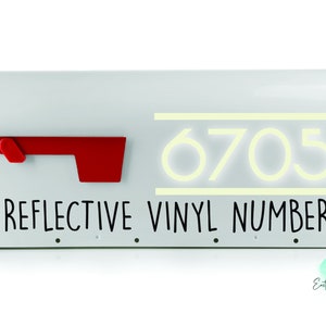 Modern Reflective Viny Mailbox Numbers - Highly Visible Reflective vinyl mailbox numbers - Reflective House Numbers  Modern Mailbox Decal