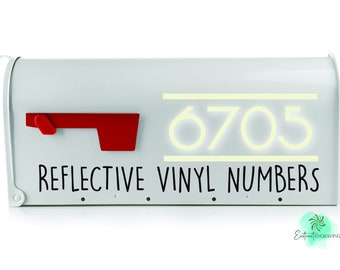 Modern Reflective Viny Mailbox Numbers - Highly Visible Reflective vinyl mailbox numbers - Reflective House Numbers  Modern Mailbox Decal