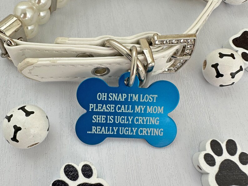 Personalized Pet Tags, Really ugly crying, Oh Snap, dog id tag, custom pet tags, Pet id tags, 7 colors available info on back Niebieski