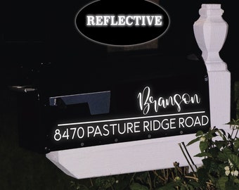 Shop Custom Reflective Mailbox Decals - 5 Color Choices - Personalized Outdoor Vinyl Decal for Mailbox High Reflective Address Sticker