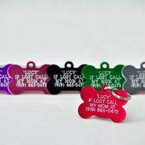 Personalized Pet Tags - Pet id tags, 7 colors available, Customize your print, custom pet tags, Personzlied id tags for dogs
