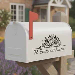 Floral Mailbox Decal, Custom Address, Outdoor Vinyl, One or Both Sides 画像 2