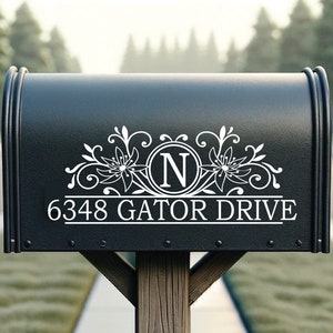 Floral Mailbox Decal: Personalized House Number, Weatherproof Vinyl