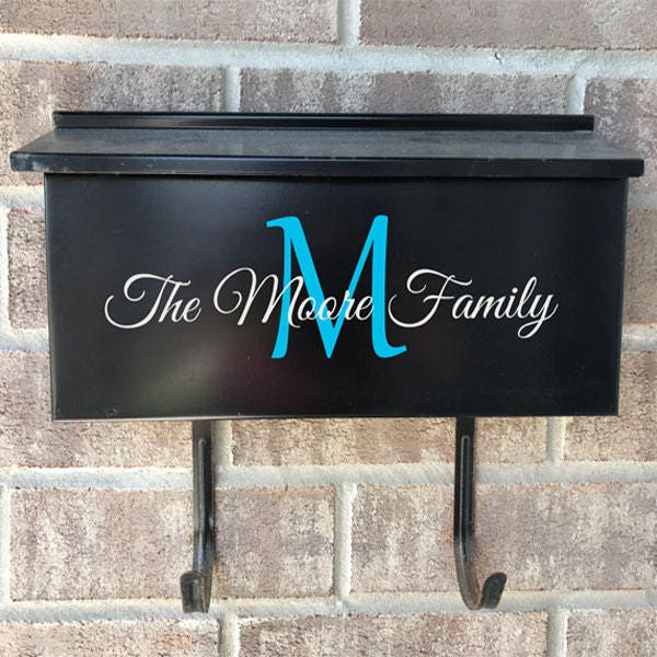 Personalized Mailbox Decal "Family Initial"  23 colors, Wall Mount mailbox, mailbox lettering, address numbers, mailbox sticker